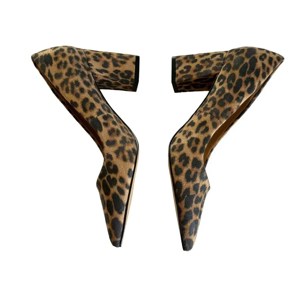 Abound Audry Beige Leopard Print Block Heel Pointed Toe Pumps Size 6.5